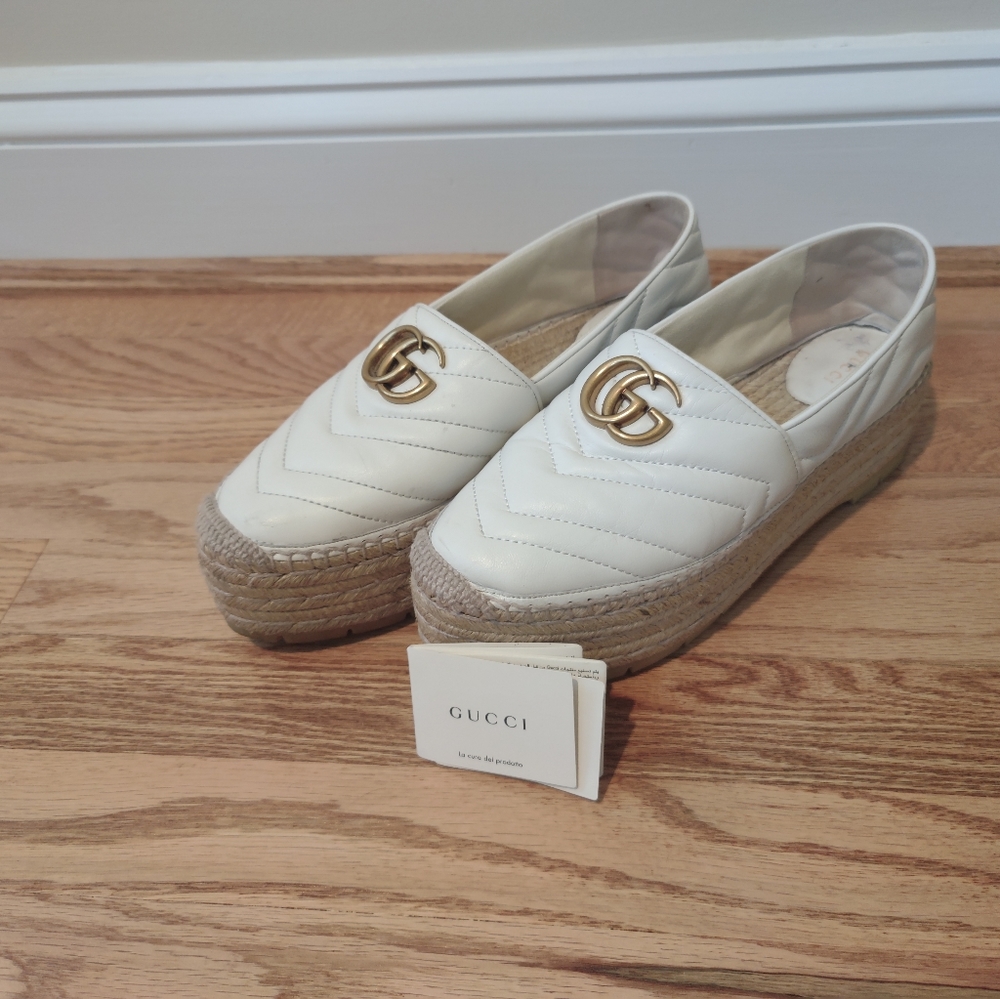 Authentic Leather Gucci GG Espadrilles